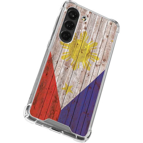 Philippines Flag Dark Wood Galaxy S23 Clear Case